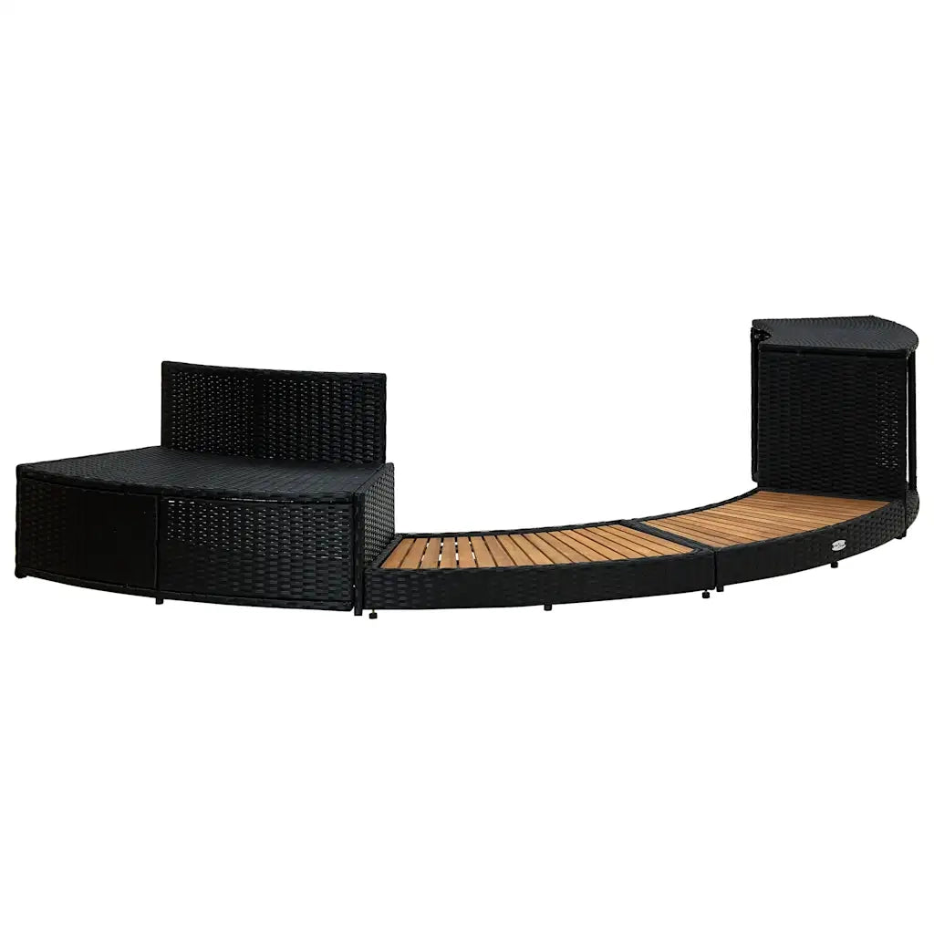 Bordo Spa Nero in Polyrattan e Legno d'Acacia CFW2707002