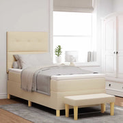 Letto a molle con testiera Crema 190 x 90 cm Tessuto 3344266