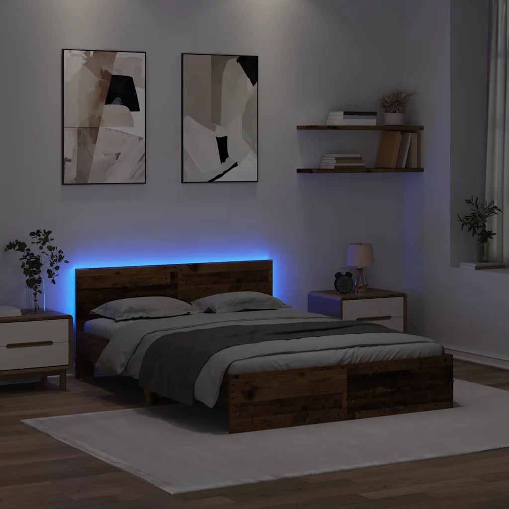 Letto matrimoniale | Letto per adulti | Struttura del letto con testiera Legno vecchio 150 x 200 cm