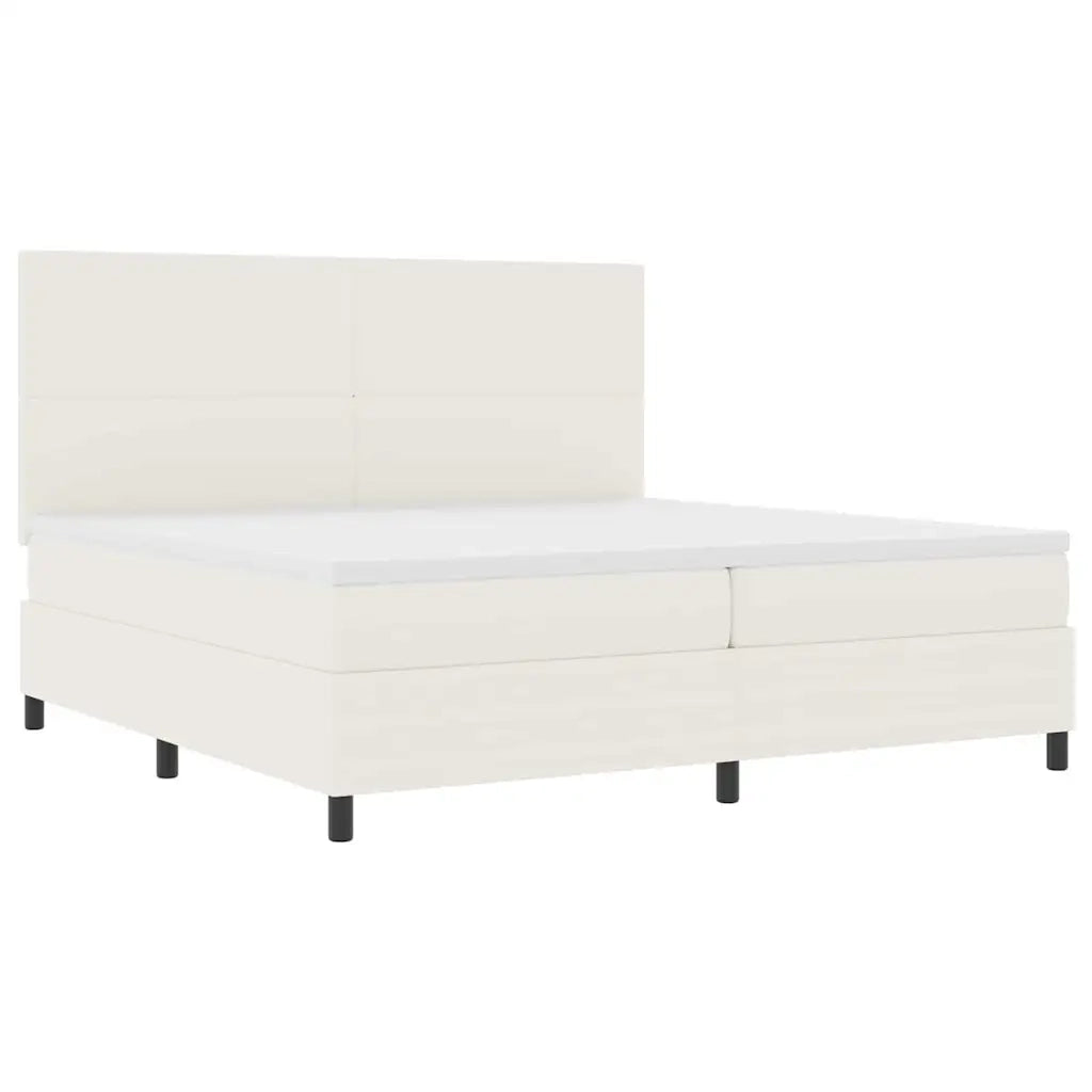 Letto a molle Crema e Bianco 200 x 200 cm Tessuto in Cords 3337573