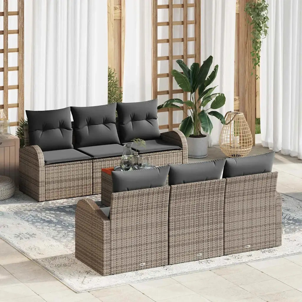Set Divano da Giardino con cuscino 7 pcs Grigio polyrattan 3347524
