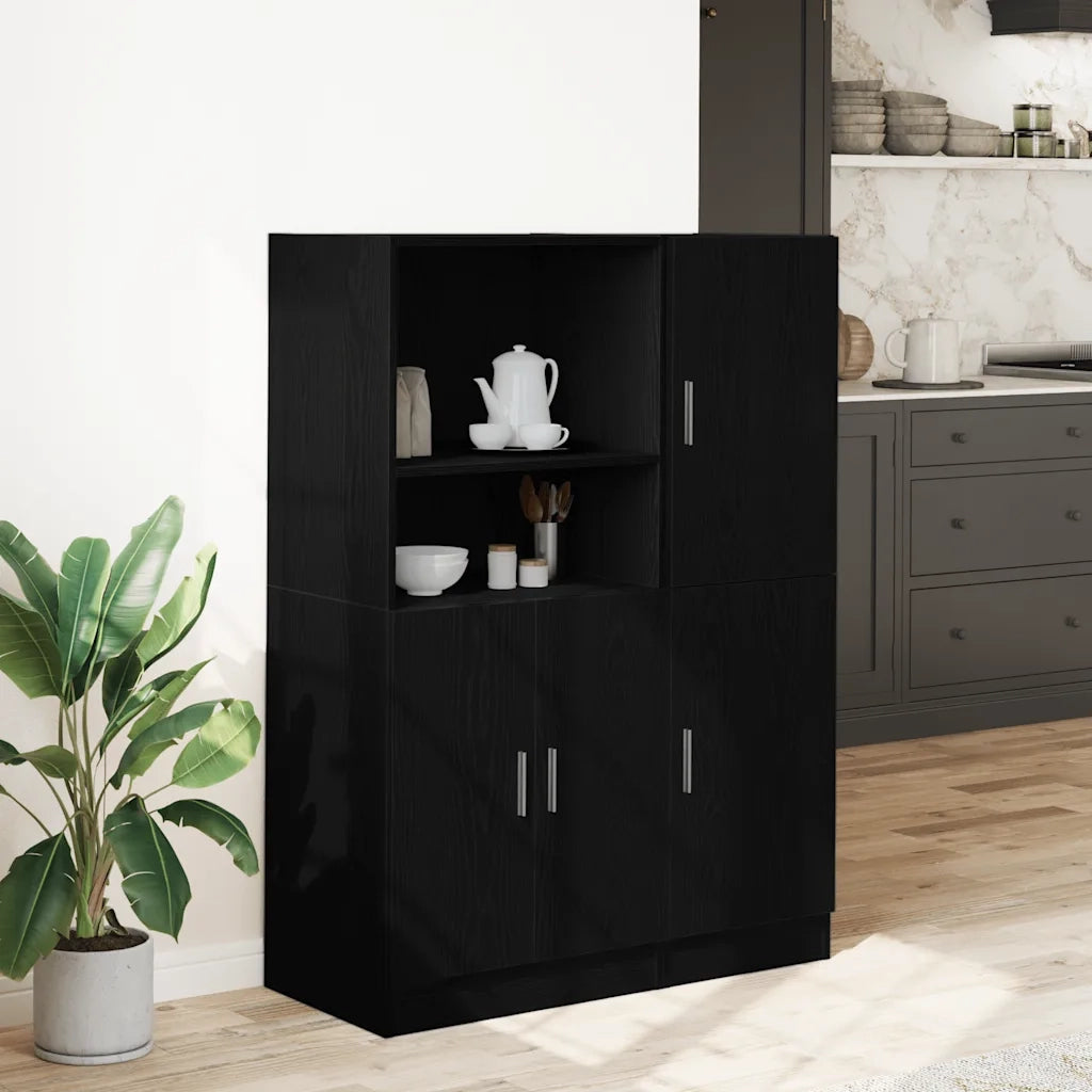 Set di Armadio pensile | Mobili da Cucina 2 pz Nero in Truciolato