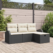 Set Divano da Giardino con cuscino 4 pcs Nero Poly Rattan 3360378