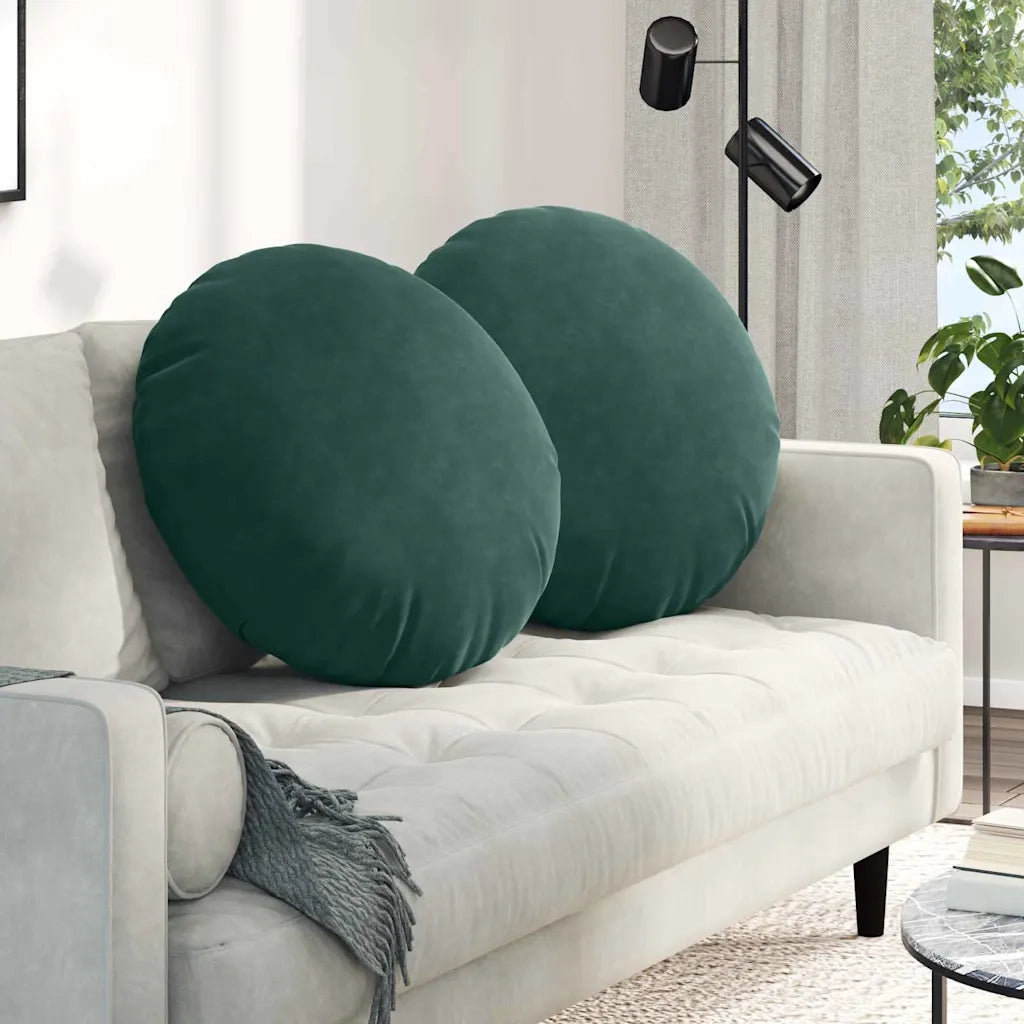 Cuscini per Seduta 2 pcs Verde Scuro Ø60 x 21 cm Velluto 42014213