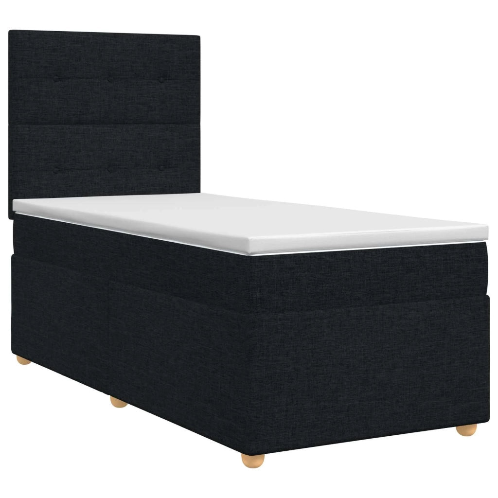 Letto box spring con materasso Nero 100 x 200 cm Tessuto 3453818