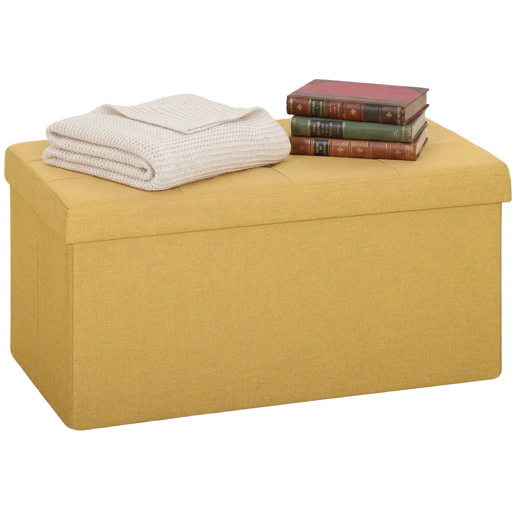 Puff con Contenitore ¨C Minimal ¨C 76x38x38 cm, Tessuto, Giallo