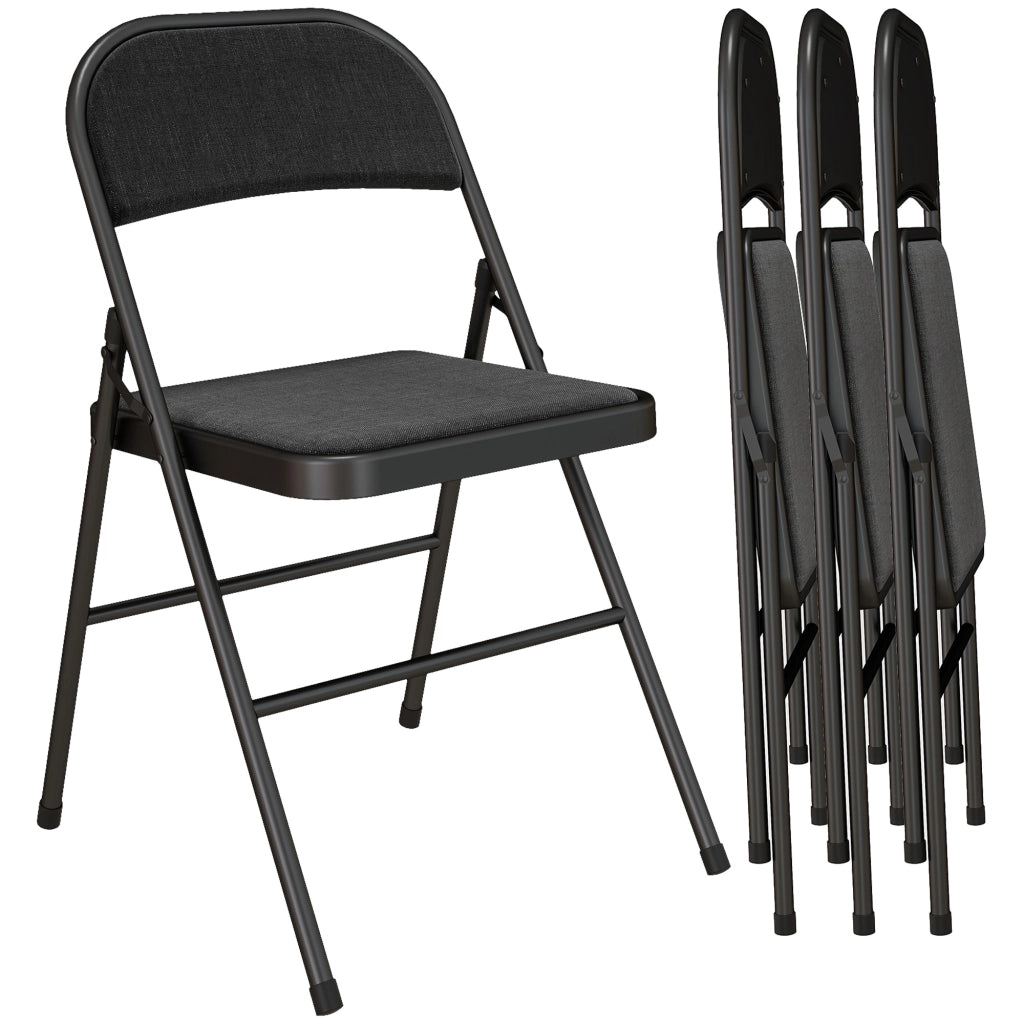 Set 4 Sedie Pieghevoli ¨C Minimal ¨C Metallo Nero