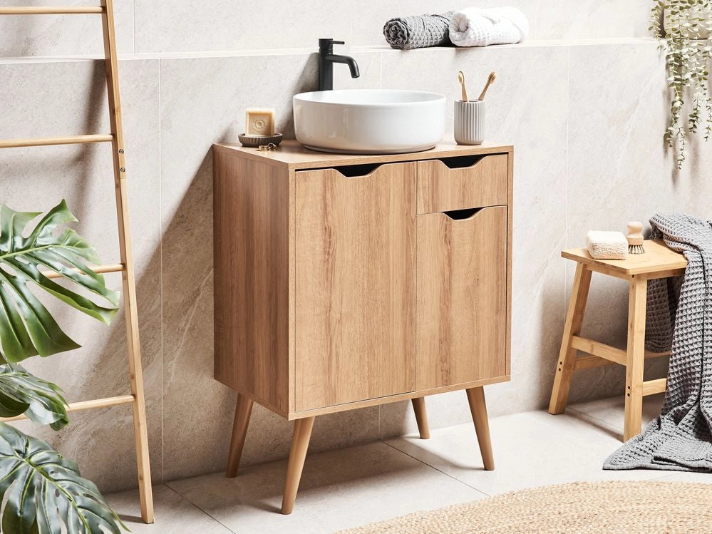 Mobiletto lavabo bianco MDP 60 x 80 cm Bagno con mensola