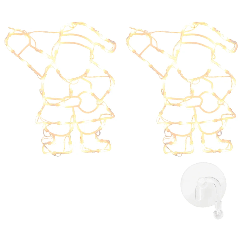 Luci di Natale Babbo Natale 2 pz 35 LED Bianco Caldo