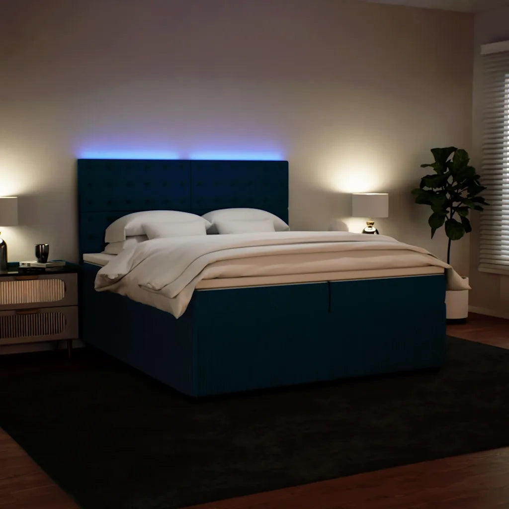 Giroletto a Molle con Materasso Blu 200x200 cm in Velluto 3294746