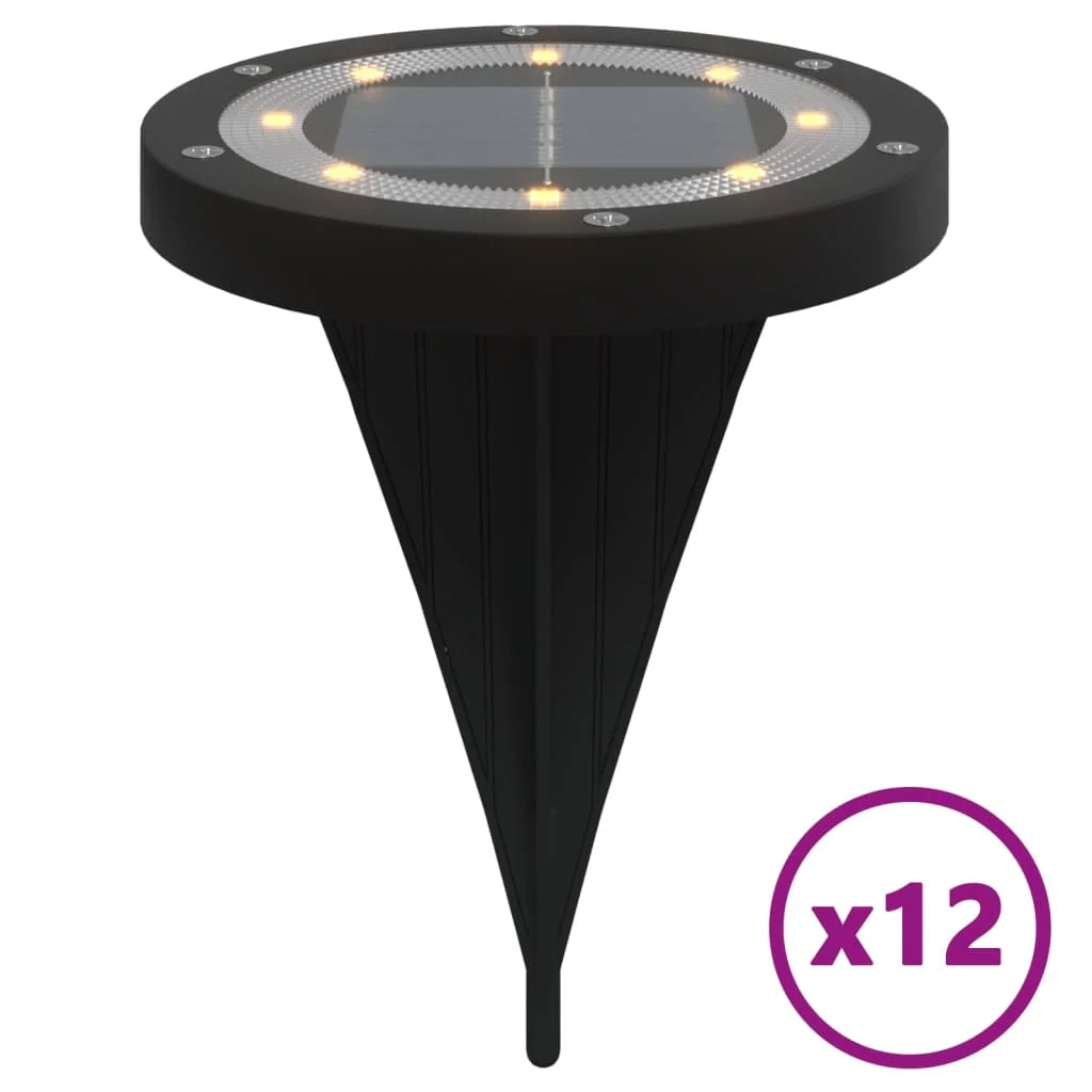 Set di 12 luci solari da giardino illuminazione automatica 11 x 13 cm nero PS 02_0056674
