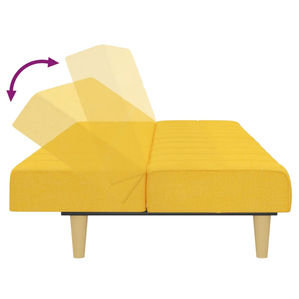 Divano Letto a 2 Posti Giallo in Tessuto 375831
