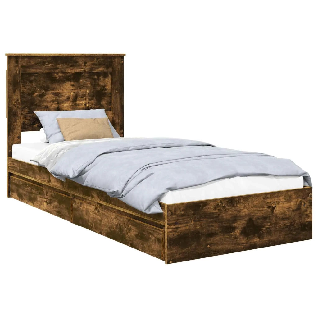 Letto con Contenitore con testiera Rovere fumé 100 x 200 cm 3410267