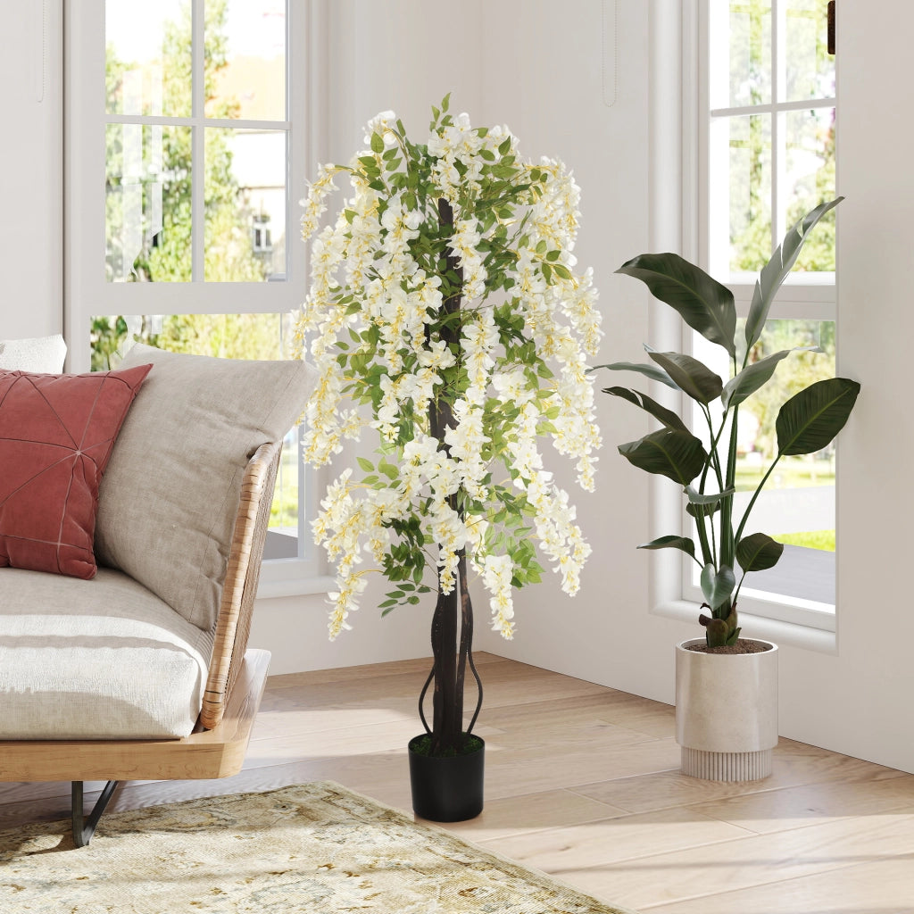 Glicine artificiale grande 165cm in vaso ¨C zephmum ¨C verde plastica 165cm