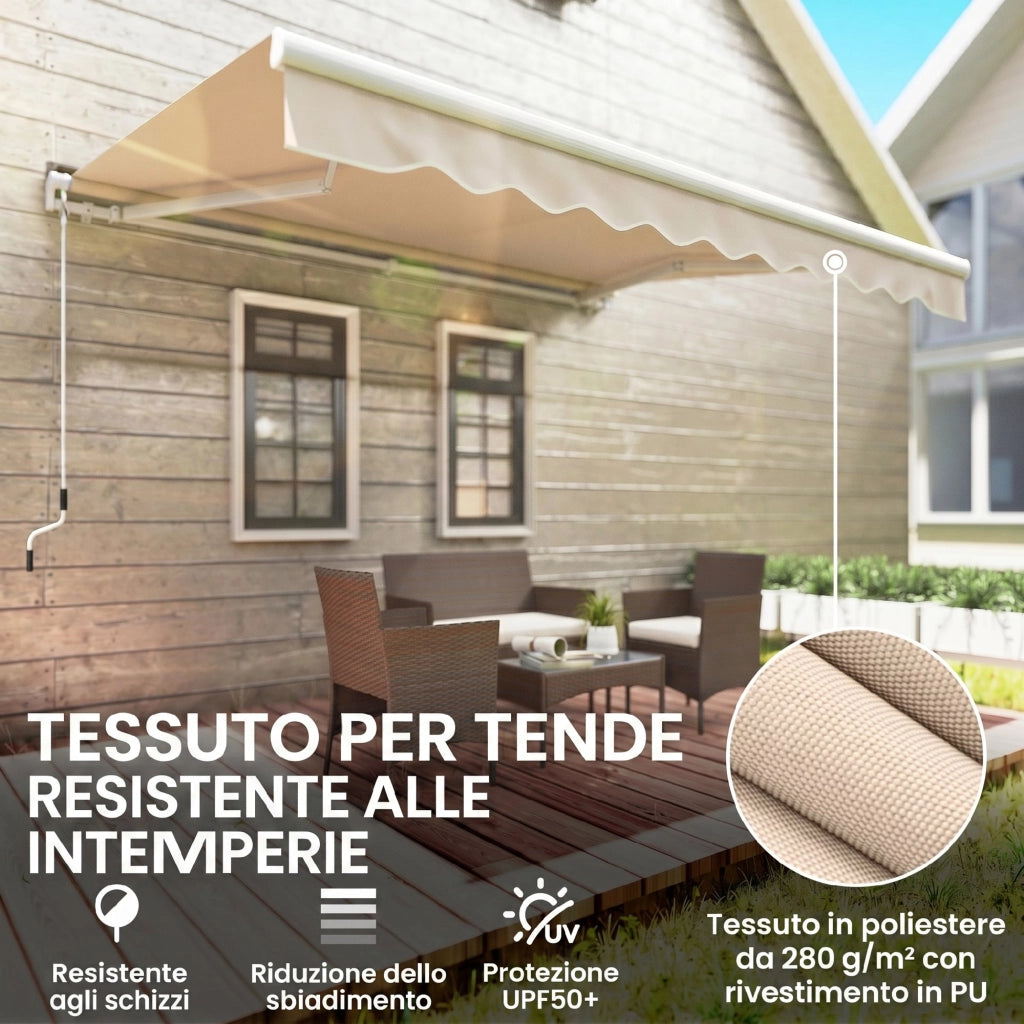 Tenda da Sole a Bracci per Esterno ¨C Minimal ¨C Beige 3x2.5m