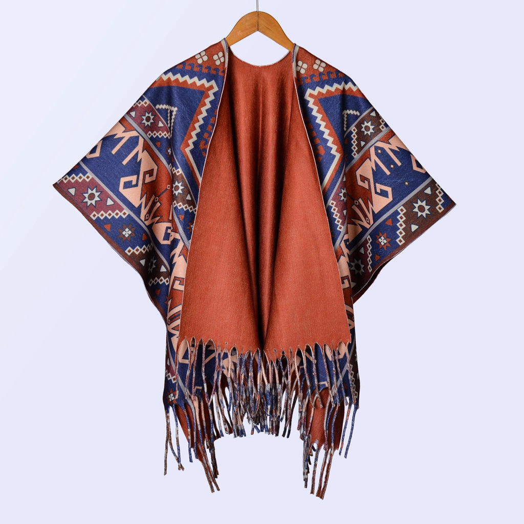 Nuovo scialle double face spesso, stile retr¨°, ampia cappa da donna.