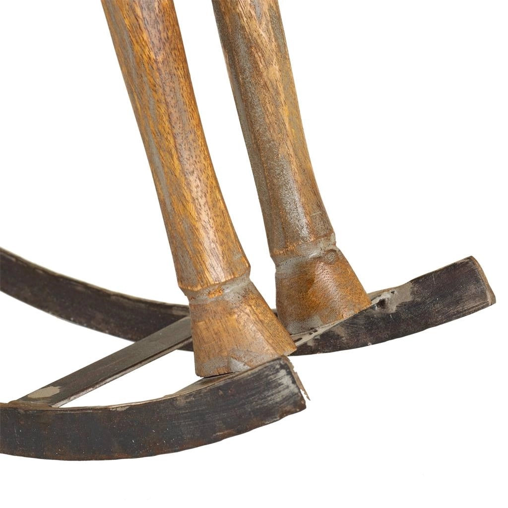 Cavallo a dondolo legno artigianale marrone 56x14x58h cm