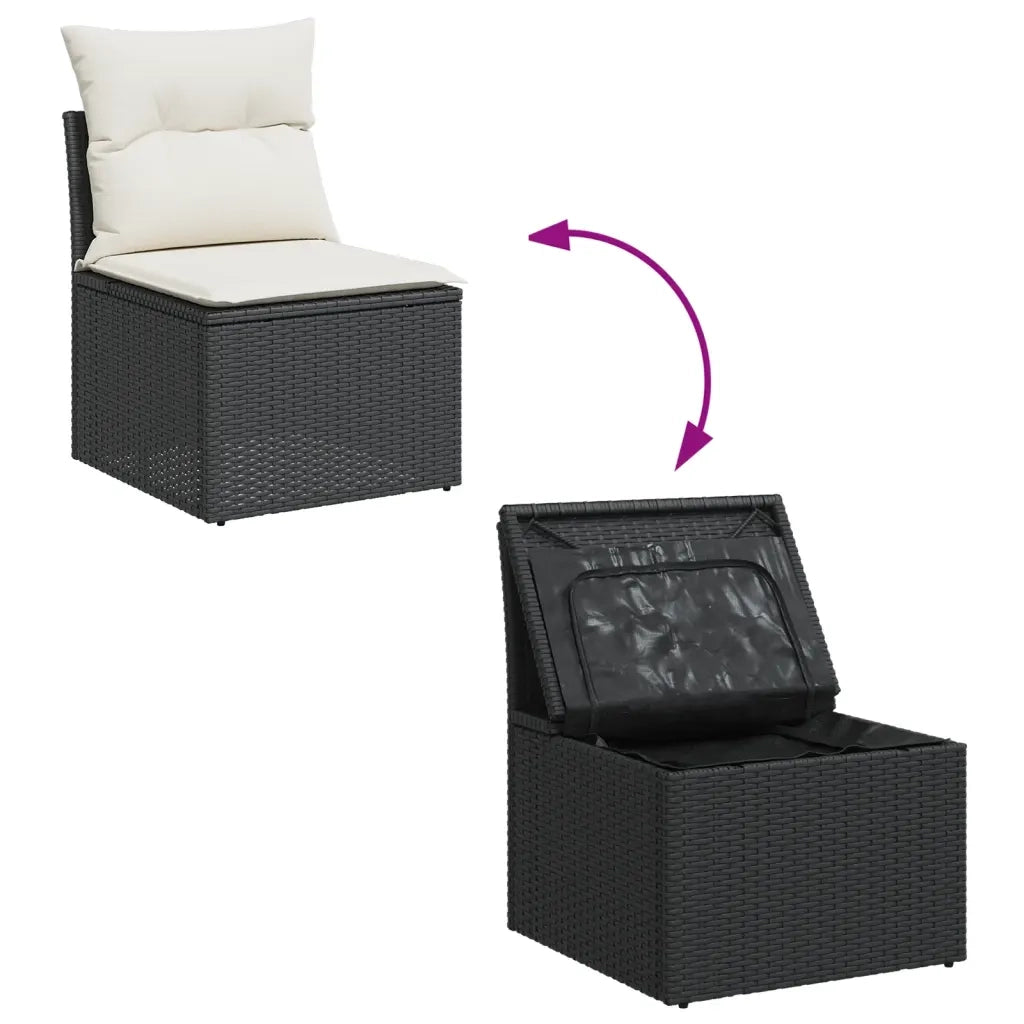 Set Divani da Giardino 11 pz con Cuscini in Polyrattan Nero 3256630
