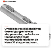 Asse di uscita singolo in acciaio forgiato - diametro 18mm - lunghezza 128mm - compatibile con Nema34 motore passo-passo - trasmissione liscia - motore asse