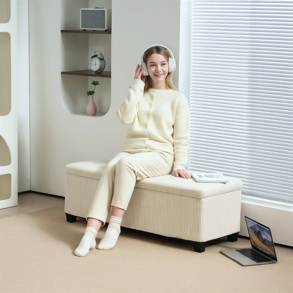 Pouf contenitore in velluto ¨C Minimal ¨C 112x42x40 cm beige