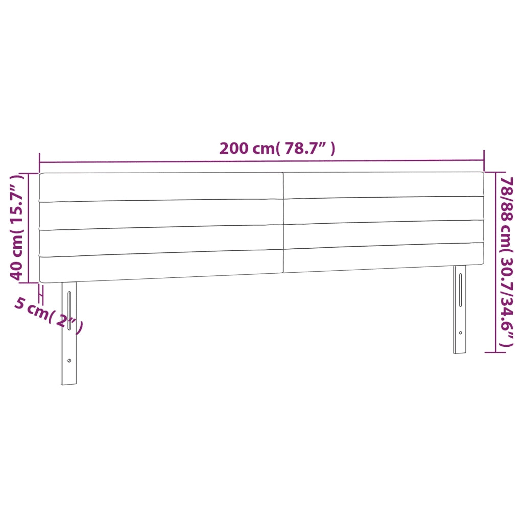 Testiera 2 pz-Set di 2 Testata-Testiera Decorativa Tortora 100x5x78/88 cm in Tessuto 164719