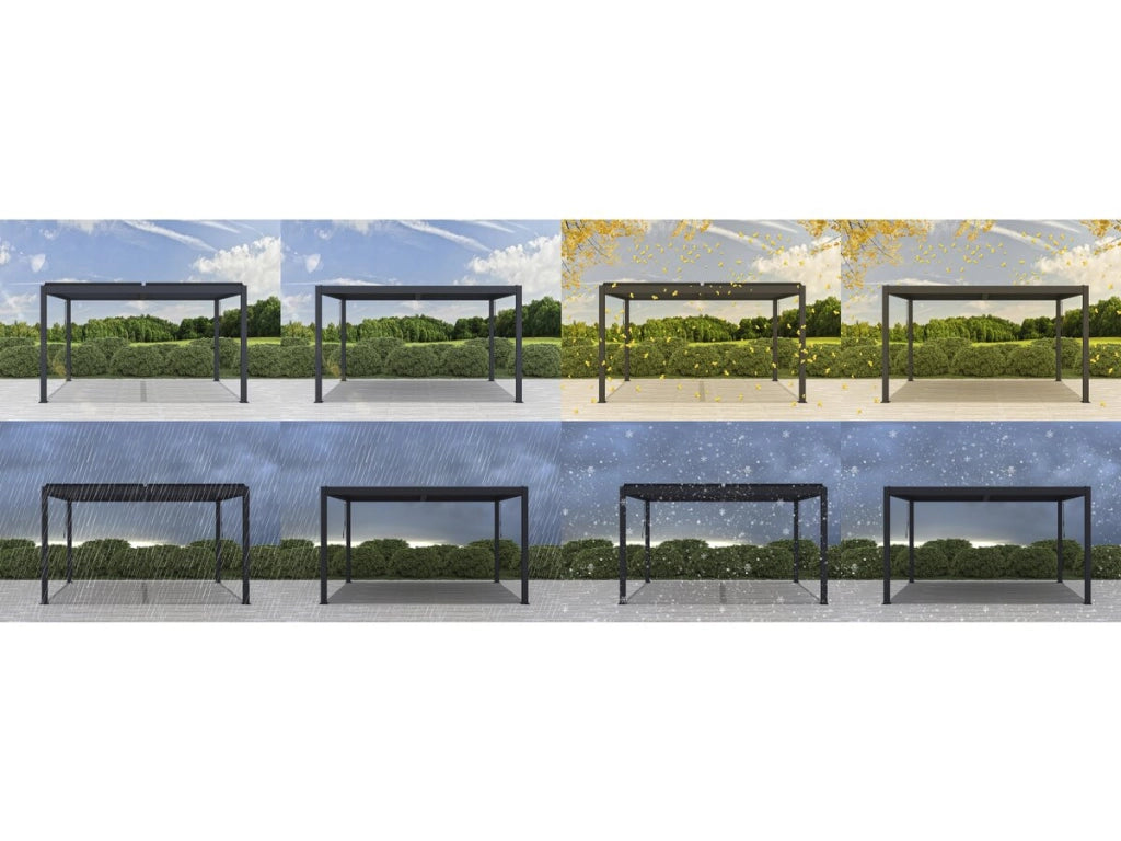 Pergola bioclimatica in alluminio "Windsor" - 3 x 4 m - Antracite