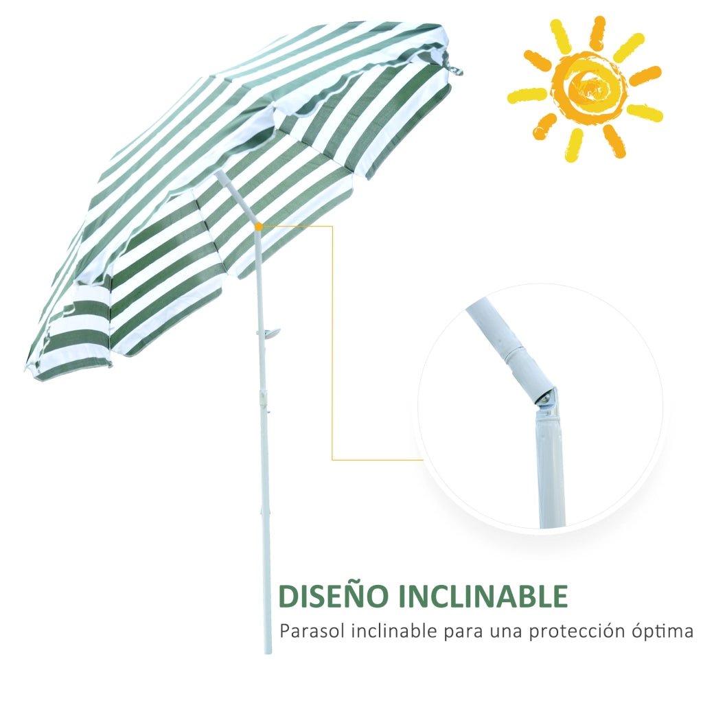 Ombrellone da Giardino inclinabile ¨C Minimal ¨C Verde e Bianco 180 cm