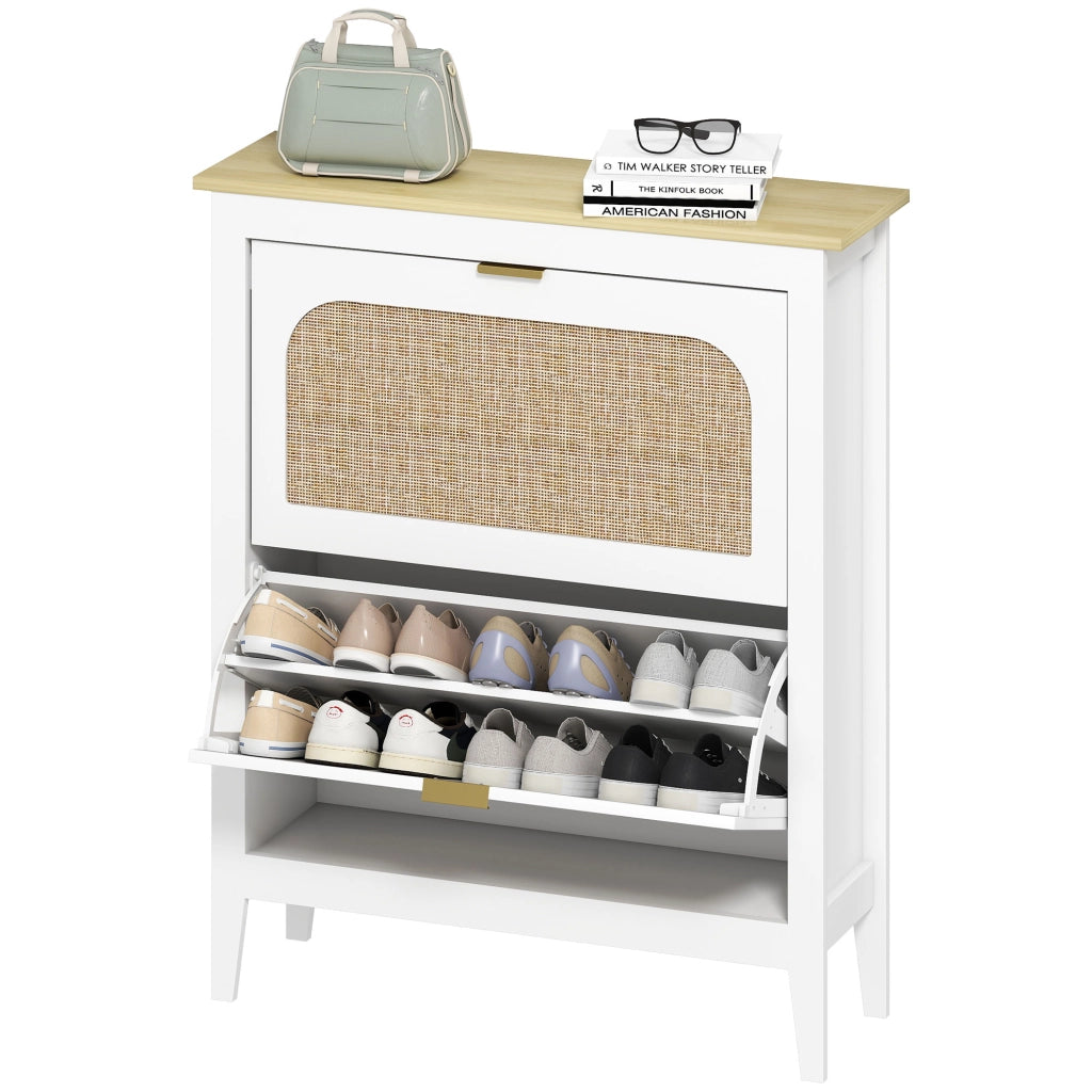 Mobiletto Scarpiera con 2 Cassetti ¨C Minimal ¨C 80x24x95.5 cm, Bianco