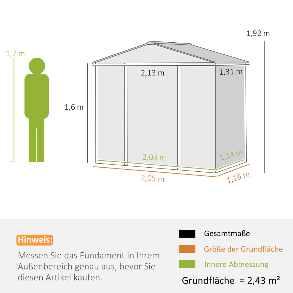 Casetta da giardino ¨C Minimal ¨C Grigio 213x131x192 cm