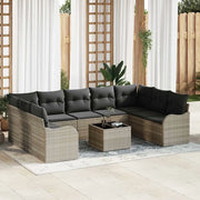 Set Divano da Giardino 10 pcs Grigio chiaro polyrattan 3354541