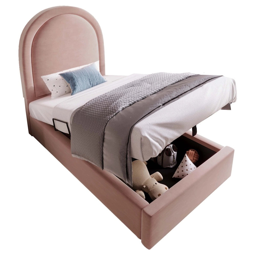Letto Singolo Imbottito per Bambini ¨C MINIMAL ¨C Rosa Velluto 90x190