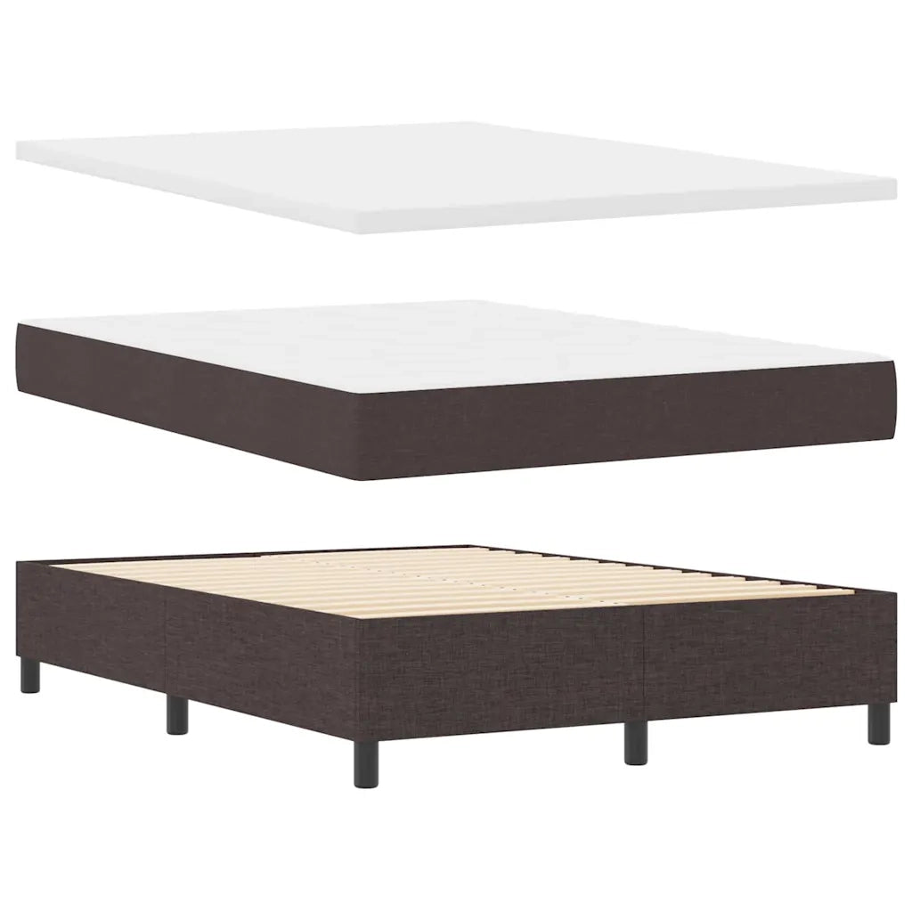 Letto a Sorgente LED Marrone Scuro 160 x 200 cm Tessuto 3343577