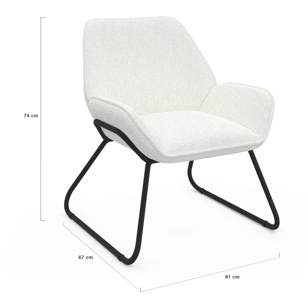 IDMarket - Poltrona SIXTINE in tessuto bouclette e gambe in metallo nero