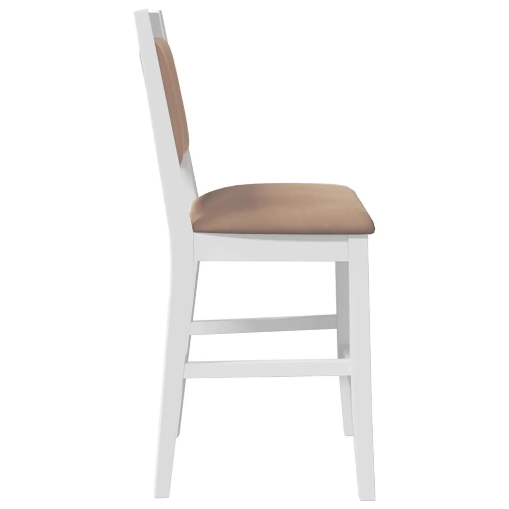 Sgabelli da Bar con Cuscini 2 pz Bianco Legno Massello di Hevea 4102567