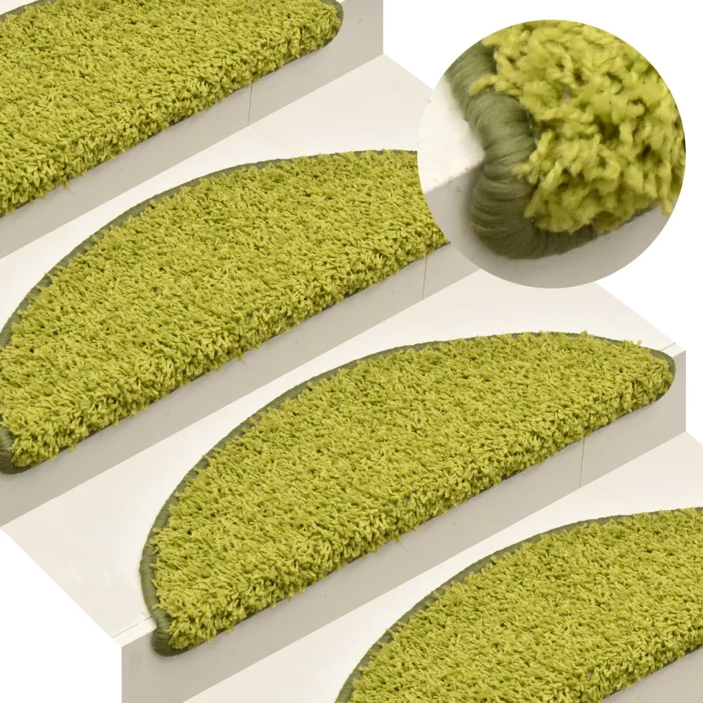 Tappetini per scale 15 pz | Gradini per Scale 65x21x4 cm Verde Semicircolari Grandi