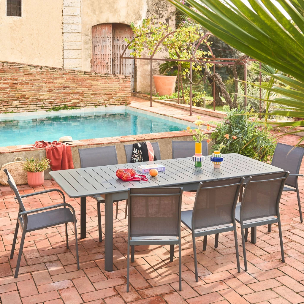 Set 4 sedie da giardino impilabili in alluminio e textilene, antracite
