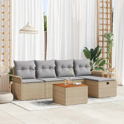 Set Divano da Giardino con cuscino 6 pcs Beige Poly Rattan