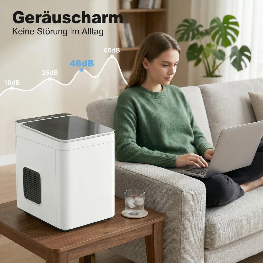 Macchina per Ghiaccio Autopulente ¨C Xylo ¨C Bianco Compatto con Paletta e Cestello