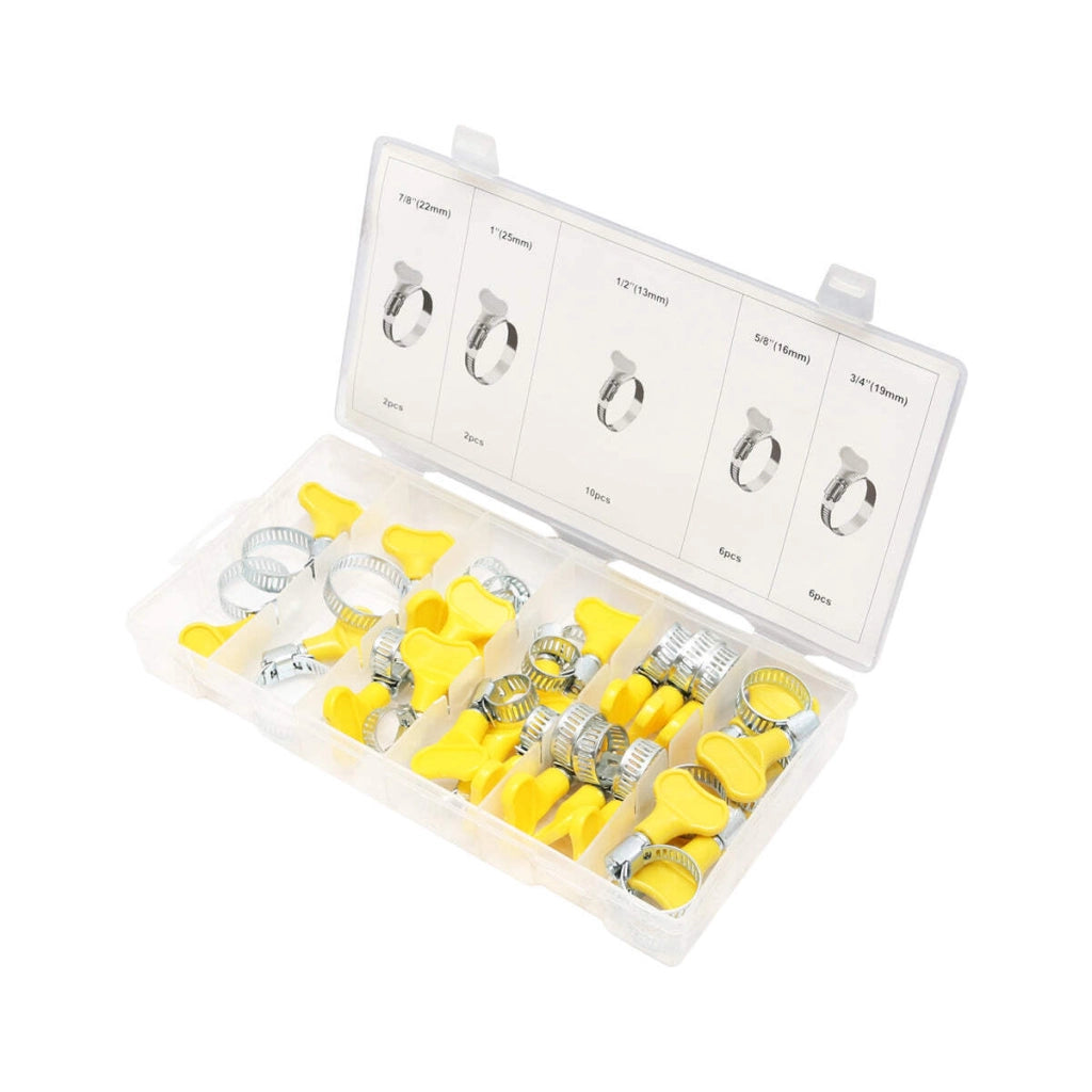 Set di fascette per tubi con chiave, 26 pezzi.