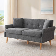 Divano a 2 posti in chenille grigio 162x74x77 cm con braccioli ergonomici