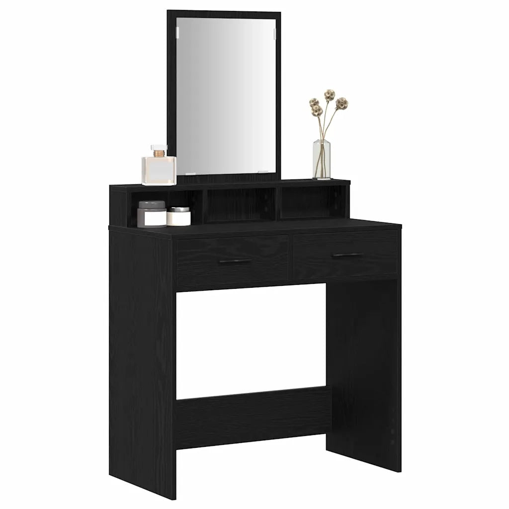Toeletta | Tavolo da Trucco Rovere Nero 79 x 41 x 140 cm Legno multistrato
