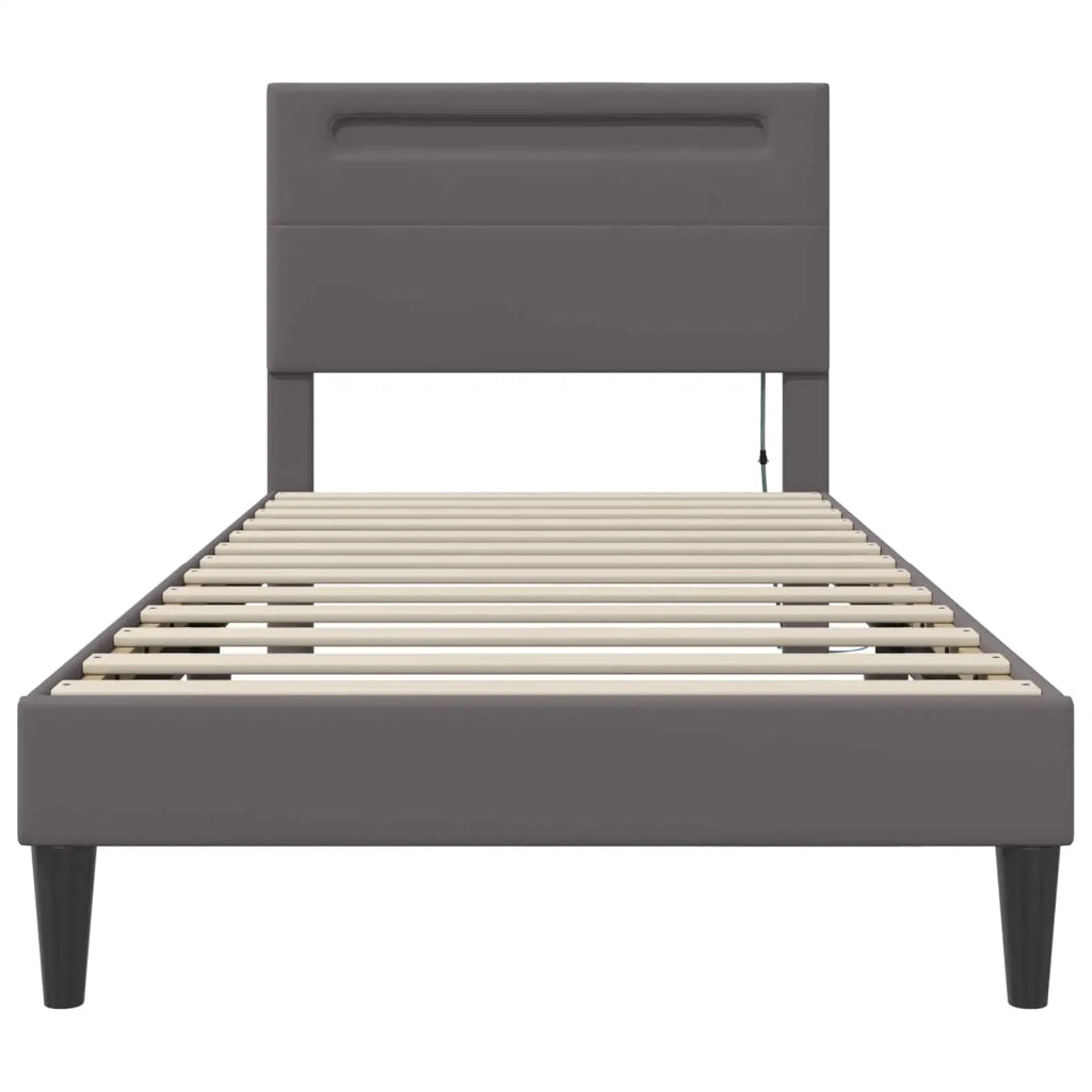 Letto singolo | Letto per adulti | Struttura del letto con testiera Grigio 80 x 200 cm Similpelle