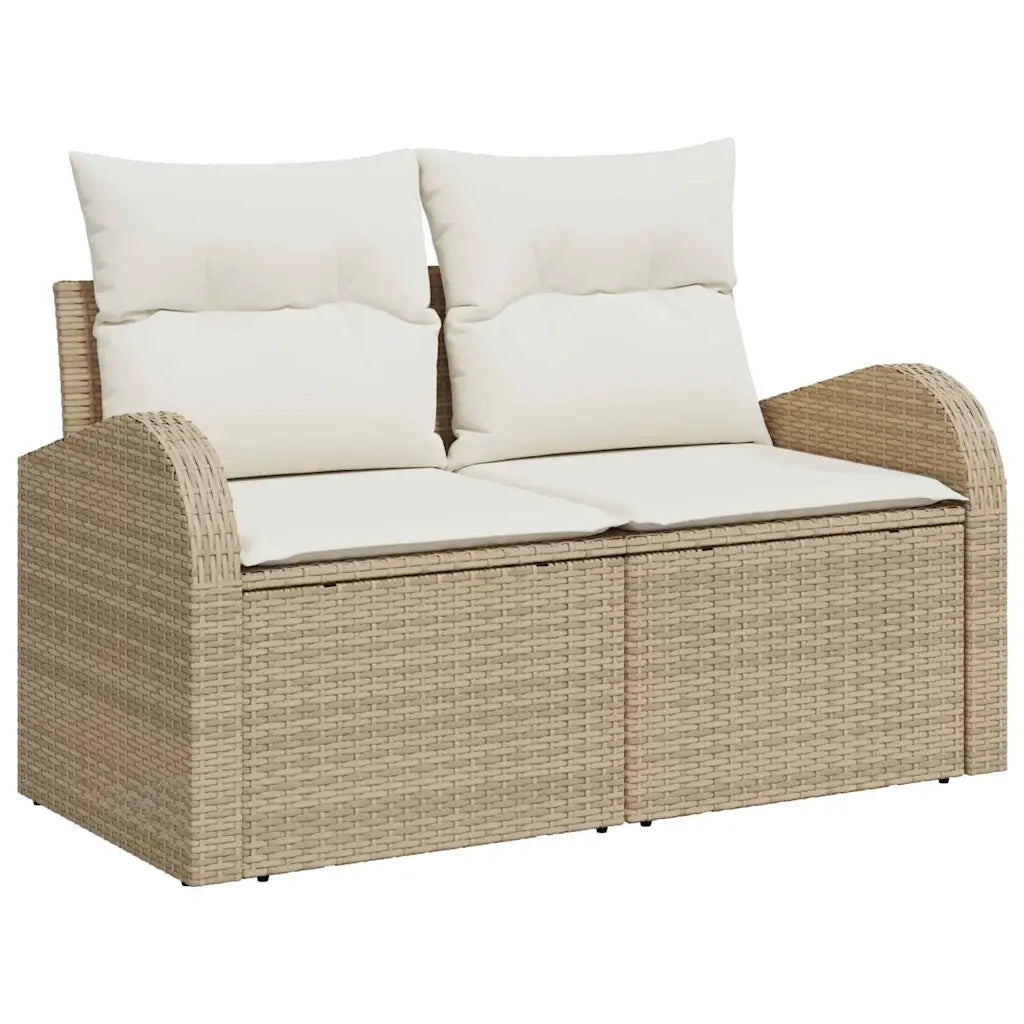 Set Divano da Giardino 6 pcs Beige e Crema polyrattan