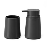 Set accessori bagno con dispenser e portaspazzolini grigio design tondo Pop