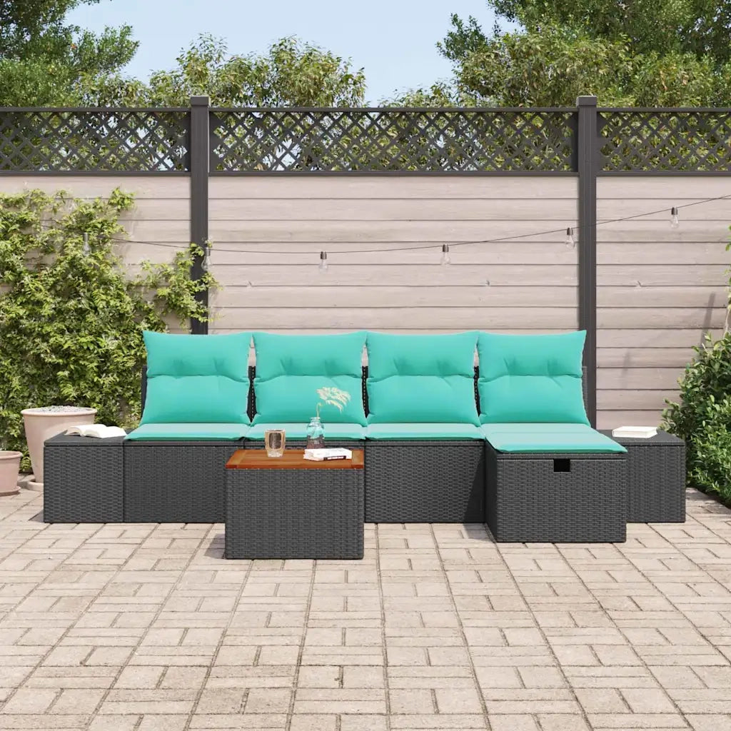 Set Divano da Giardino 6 pz Nero polyrattan 3359592