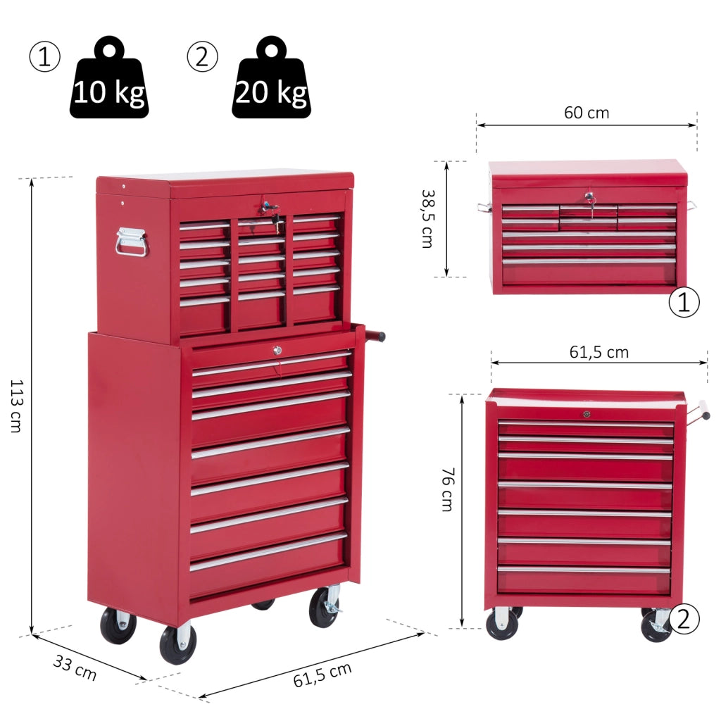 Carrello porta attrezzi ¨C Zephmum ¨C Rosso con cassetti e serratura
