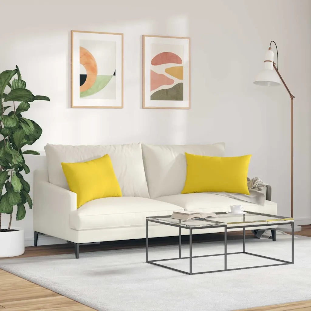Cuscini da Divano 2 pcs Giallo Chiaro 60 x 40 cm Tessuto 42013662