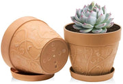 Set di 2 vasi di fiori - stile terracotta - 17,5 cm