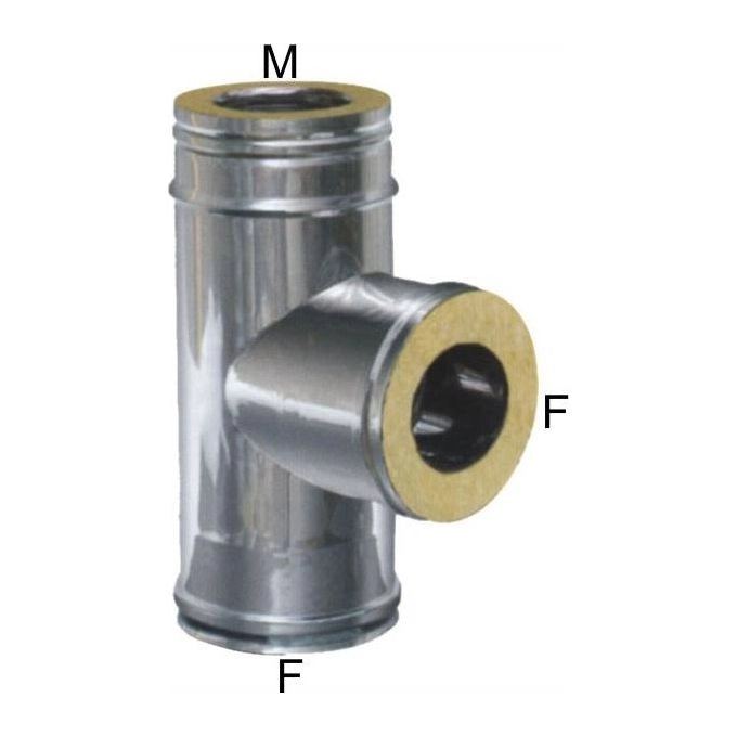 MARAL Gomito T Inox 8-13 doppia parete Acciaio inox Aisi 316L-V2 interno Aisi 304 esterno isolamento in lana di roccia 25 mm colore Acciaio