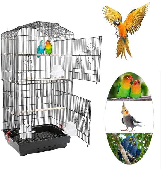 Casa per Uccelli Portatile con Sedili e Cassetti per Animali da Compagnia 46×36×92cm